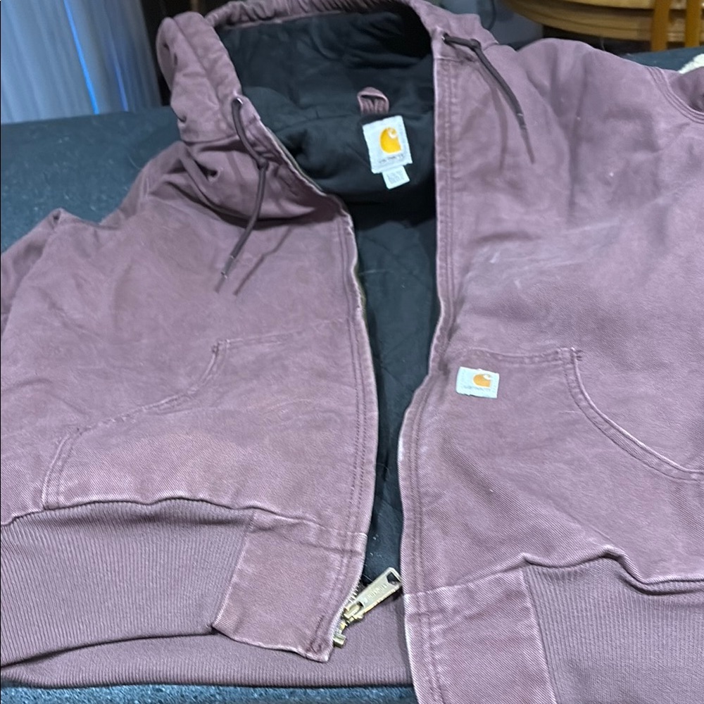 Carhartt Hooded Jacket in Mauve and Black